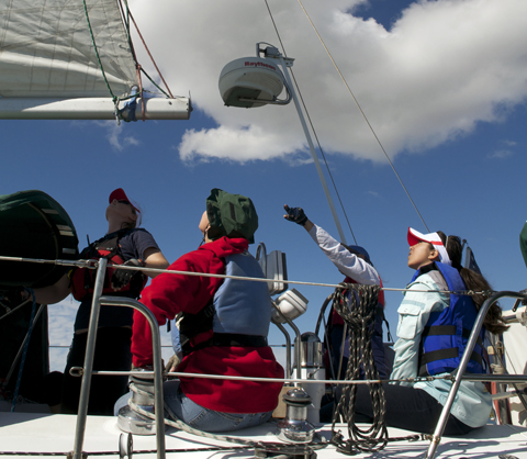 checking out the sail trim