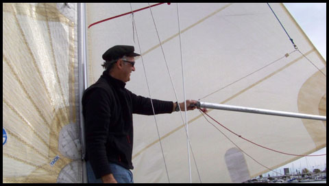 David poles out the jib